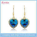 Heart of the ocean earrings gold plated 18k jewelry blue sapphire earrings
